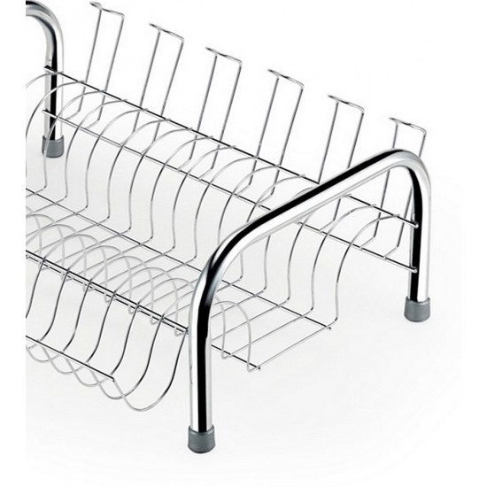 Escorredor 15 Lugares 43,3cm por 16,3cm Para Louça Pratik Com Porta Copos Cromado